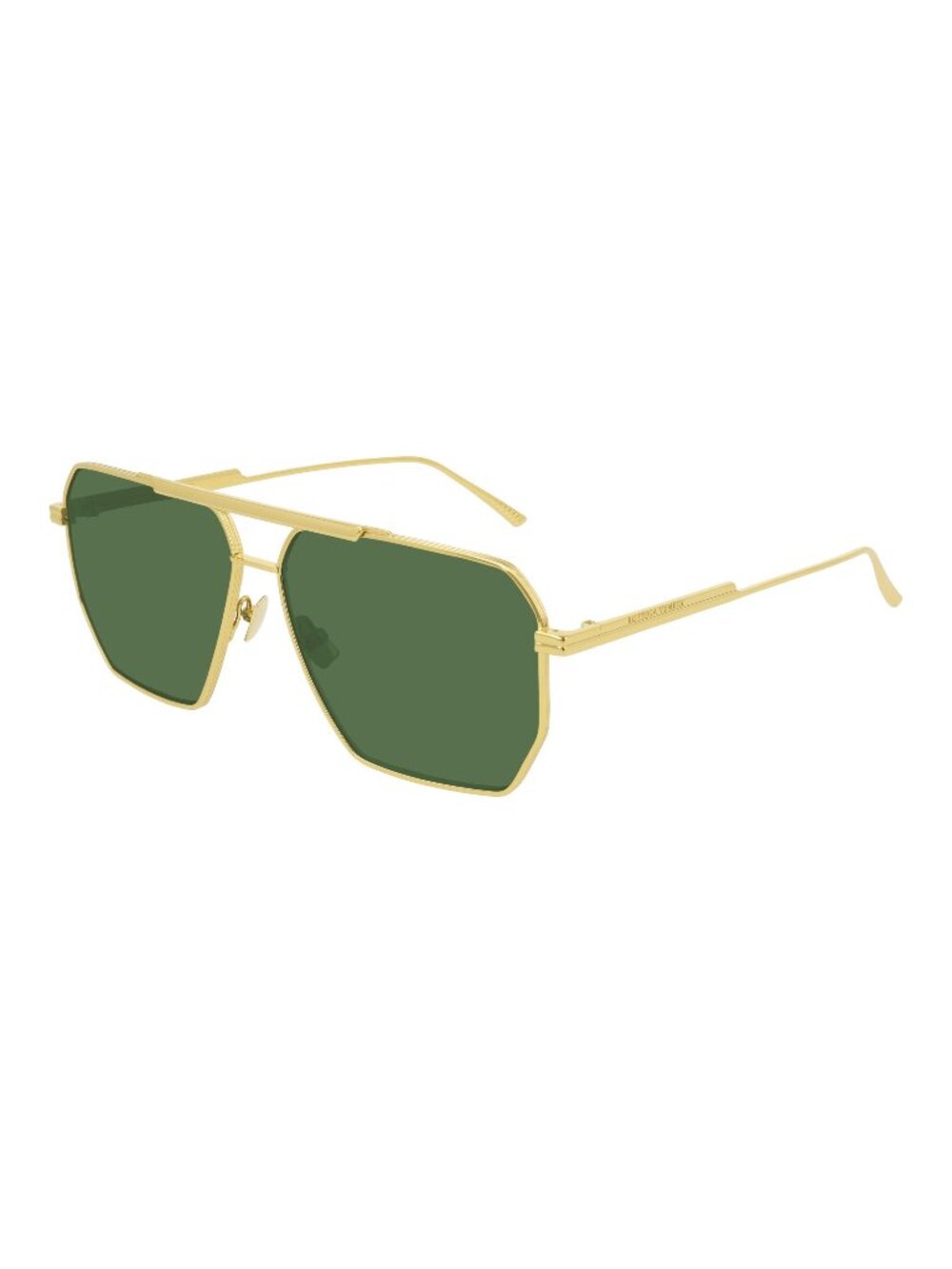 New Bottega Veneta Men's Sunglasses Gold Square Green Lens Metal Frame BV1012S